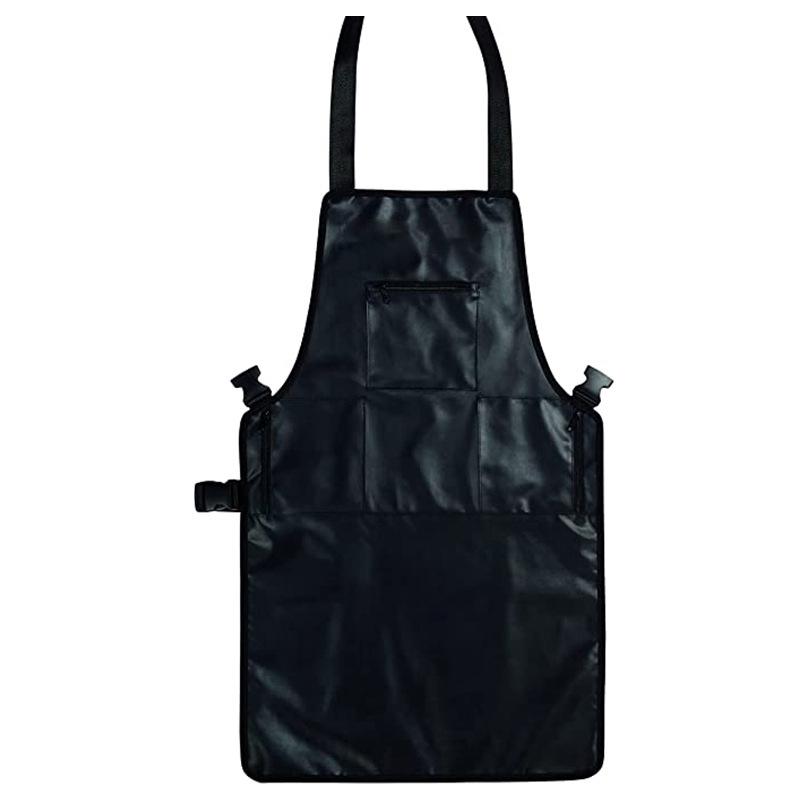 Waterproof Apron with Zipper Pocket for Nail Technicians & Barbers, Oil-Proof with Custom Logo Options чёрный