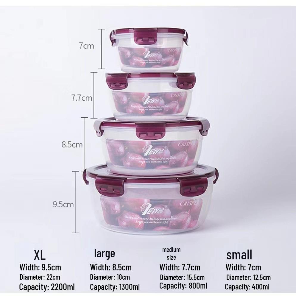 Round Plastic Food Storage Container with Sealed Lid for Office, Microwave, and Refrigerator Use