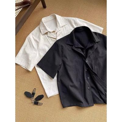 Vintage Short Sleeve Shirt Men Summer Hong Kong Style Student Loose Casual Stylish Design Men's Top