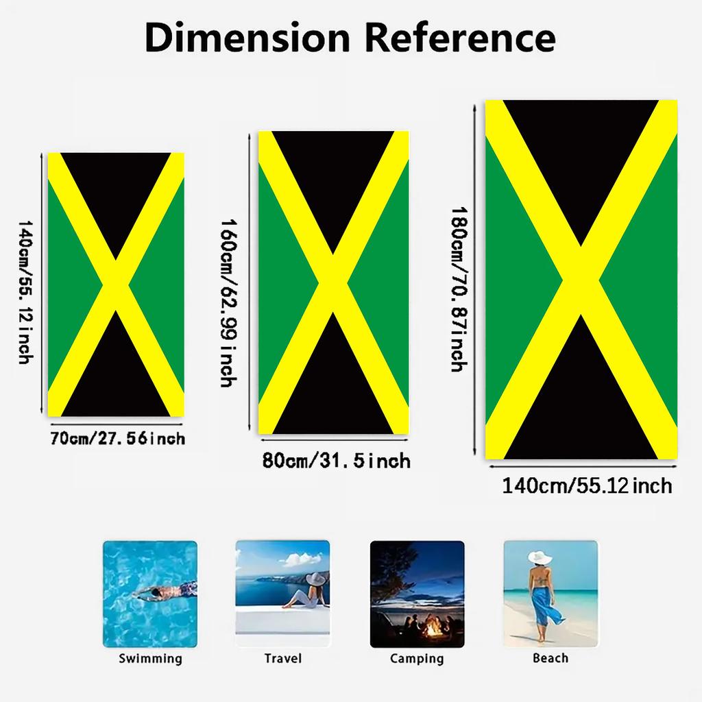1pz Asciugamano da Spiaggia Stile Reggae Bandiera Giamaicana Assorbente Anti-Sabbia Coperta da Viaggio per le Vacanze