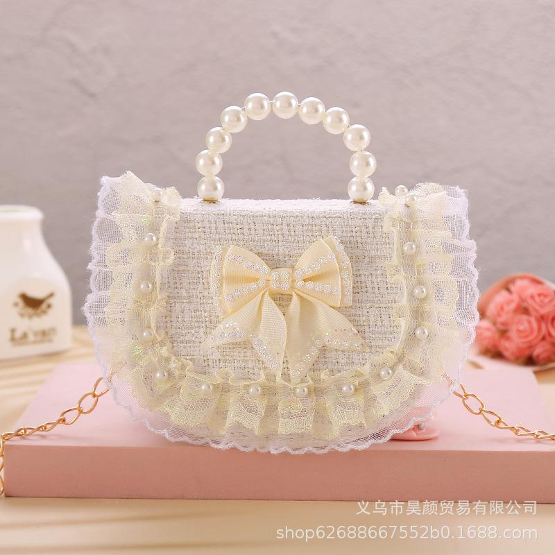 

Fashionable and Cute Girl Princess Photo Decoration Lace Bow Crossbody Bag Children s Coin Purse Festival Gift белый
