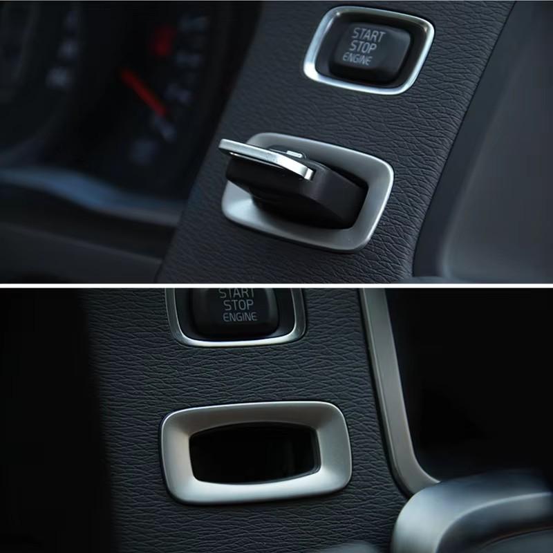 Car Console Keyhole Frame Decoration Key Hole Trim For Volvo S60 V60 XC60 V40 Stainless Steel Sticker Interior Accessories