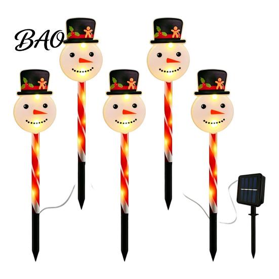 Weather Resistant Christmas Yard Decor 5Pcs Solar Stake Light, Waterproof LED Garden Lamp with Festive for Holidays Snowman Santa Claus Design,