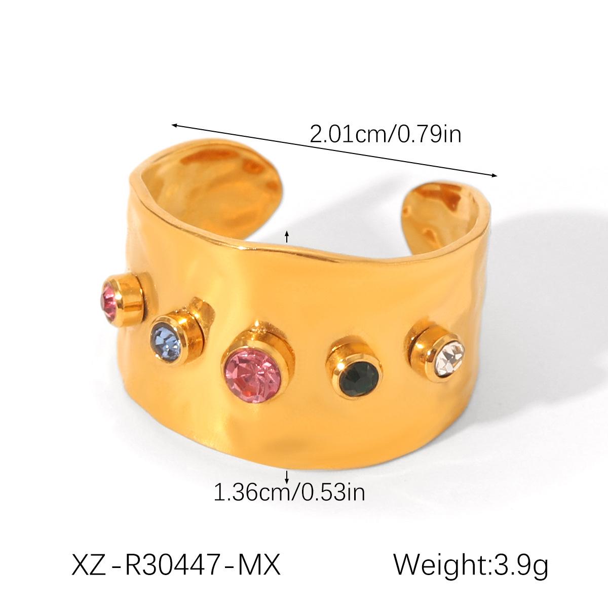 

Exclusive Heart-Shaped Zircon Titanium Steel Open Ring for Women - European & American High-End, Non-Fading