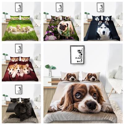 Neue Mode Tiere Stil Bettbezug Set 3D Hunde Druck Bettwäschebezug Polyester Heim Bettsets Jungen Mädchen Einzelgröße Bettset Geschenk