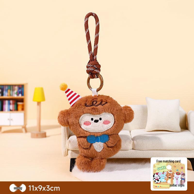Twelve Zodiac Plush Animal Keychain: Cute Backpack Pendant Dolls