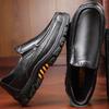 Plus Size Fashi Leather Shoes Men Casual Plush Luxury Mens Loafers Thick-Soled Outdoor Shoes Slip Driving Warm Cott Shoes