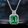 Emerald Princess Cut Pendant Luxury Party Engagement Zircon Necklace Jewelry
