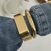Salircon Simple Geometric Smooth Metal Cuff Bangles for Women Trending Punk Gold Color Spring Bracelets Party Banquet Jewelry