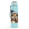 1PC Warm Hat Chihuahua Cartoon 750ml Color Plastic Sports Water Bottle Leakproof Flip Straw Lid Suitable for Sports Office Home Use