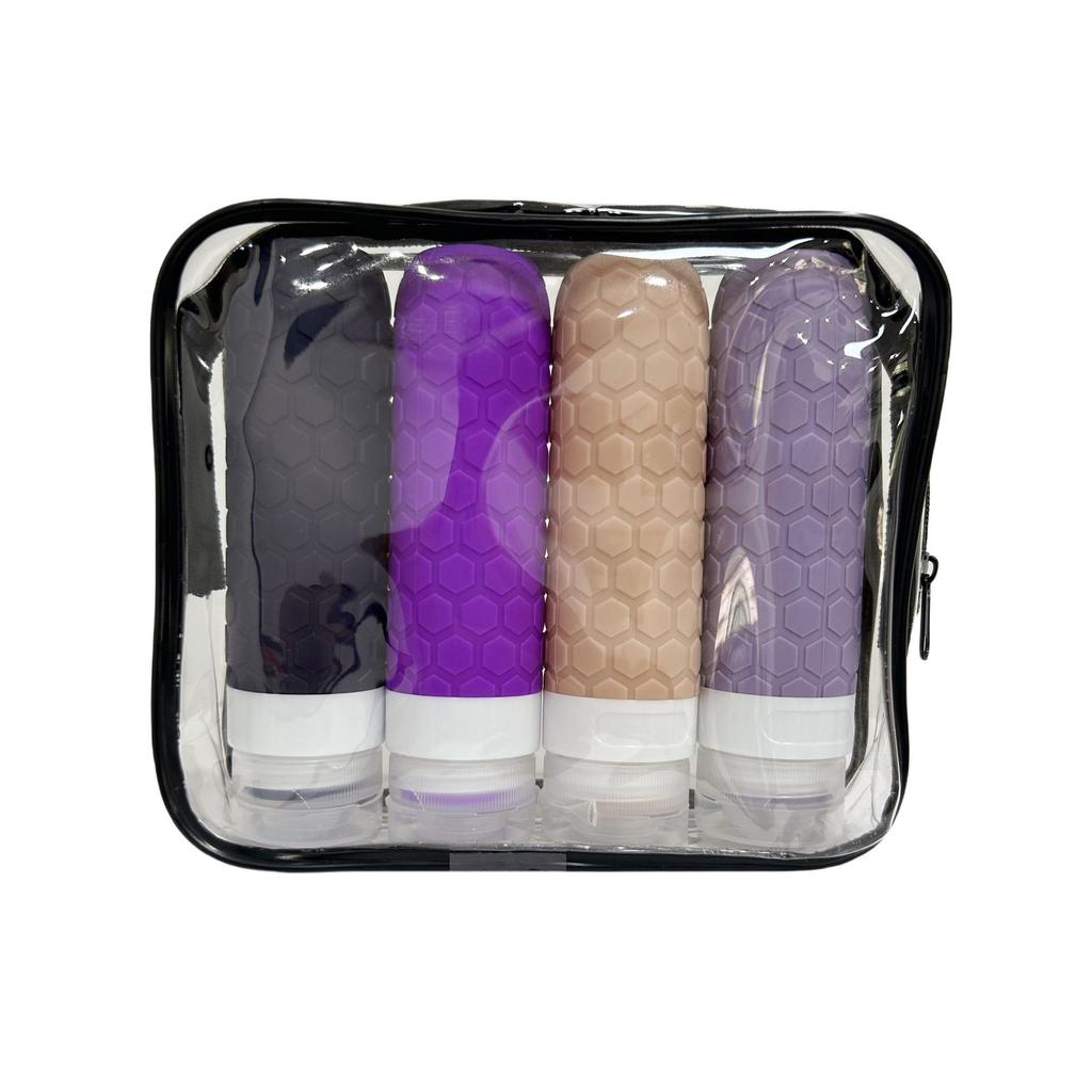 Silikon Reiseflaschen Set Tragbare Spenderflasche für 4er Pack Reiseflaschen-Set mit Kulturbeutel