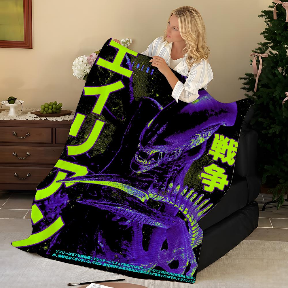 Movie A-Aliens Throw Flannel Blanket, Soft Warm, Durable & Washable cute Cool