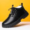 2025 new winter velvet men's shoes thickened leather surface men's cotton shoes platform soft surface shoes
