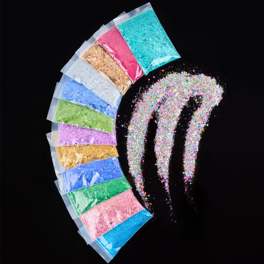 50G Glitter Mixed Hexagon Colorful Sequin Powder DIY Handmade Jewelry Epoxy Resin Making For Mold Nails Craft Accessories