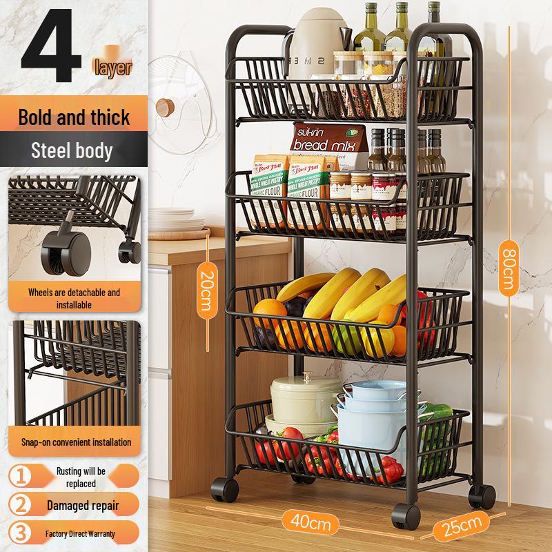Multi-layer Floor-standing Fruit & Veggie Basket Rack for Kitchen & Home