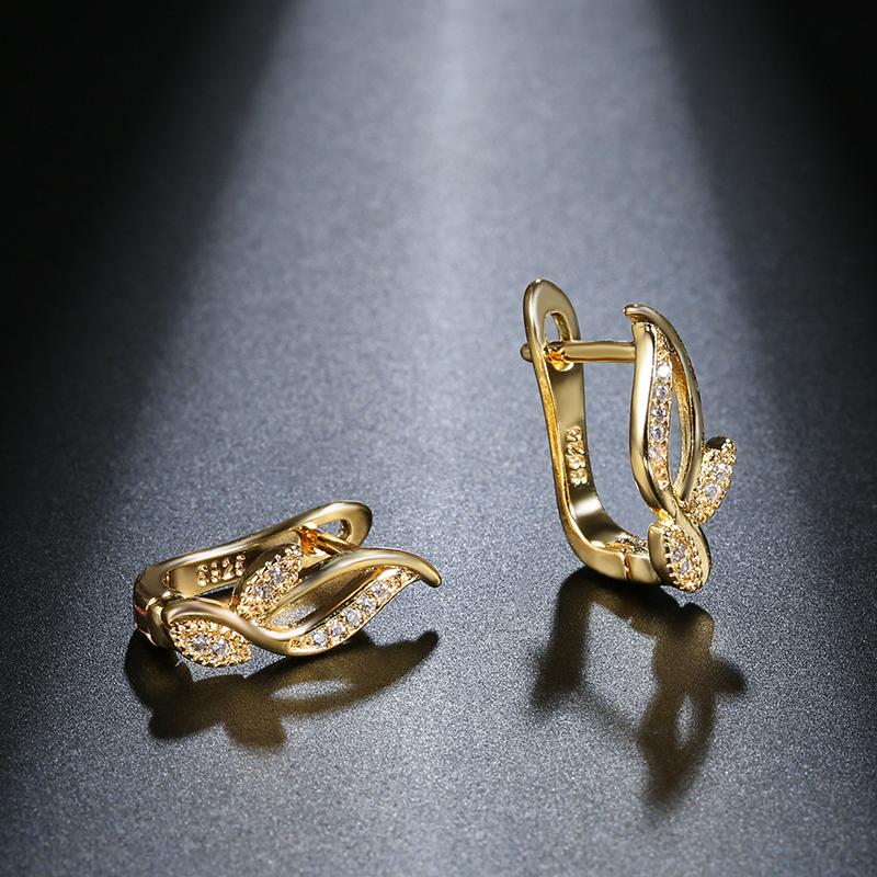 Trend Ohrringe Schmuck Einfach Roségold Natur Zirkon Blatt Ohrstecker Für Frauen Luxus Täglicher Vintage Schmuck