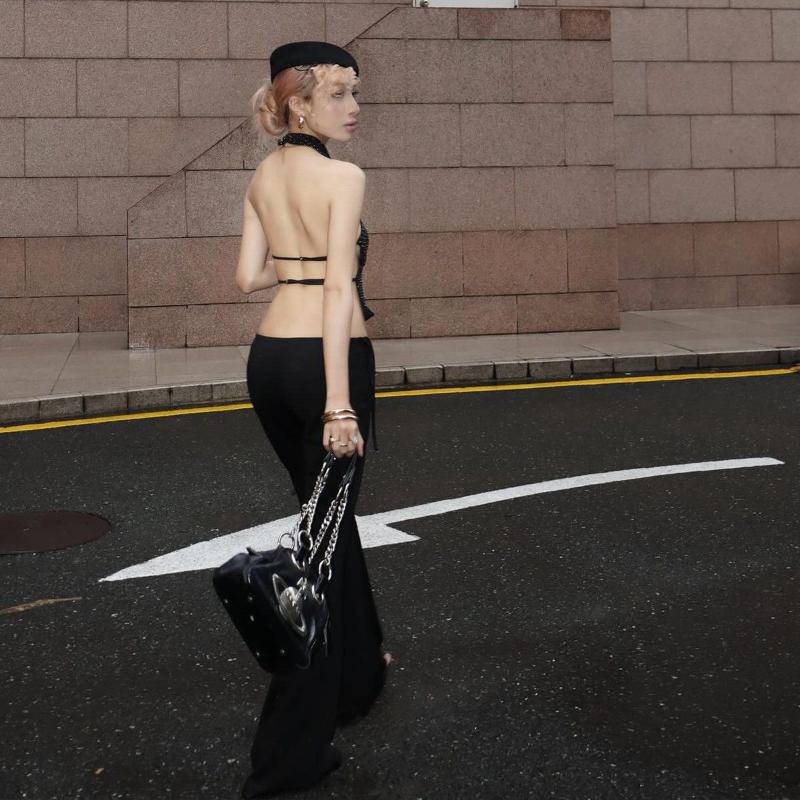 Жіночий короткий топ на зав'язках з вирізом на спині, без рукавів, з камінням, блискучий, для вечірки, клубу