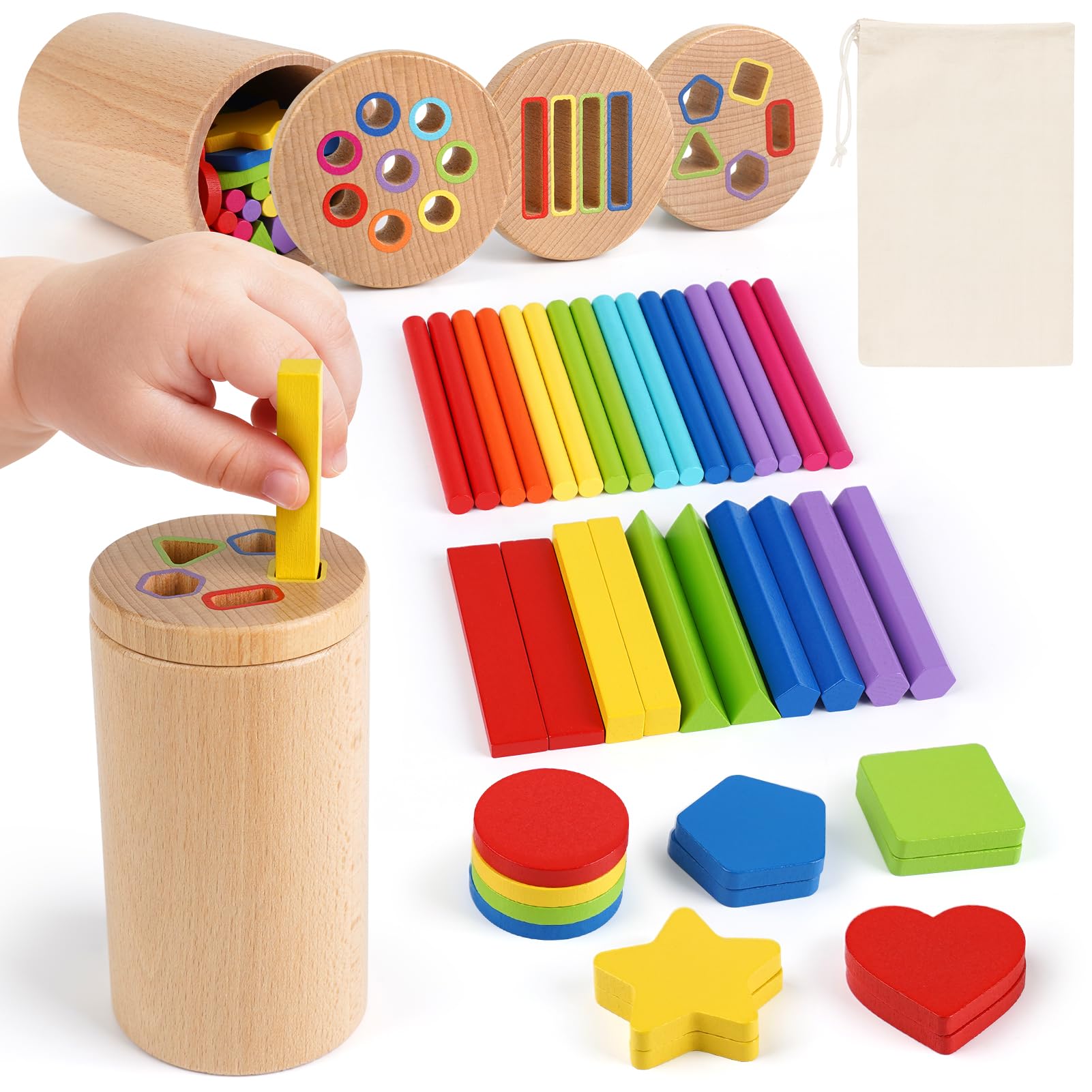 

Montessori Wooden Building Blocks for Babies, 1st Birthday Gift, Fingertip Training, Color-Category, Boys, Girls, Toddlers, 2-Year-Olds, Gift Ranking