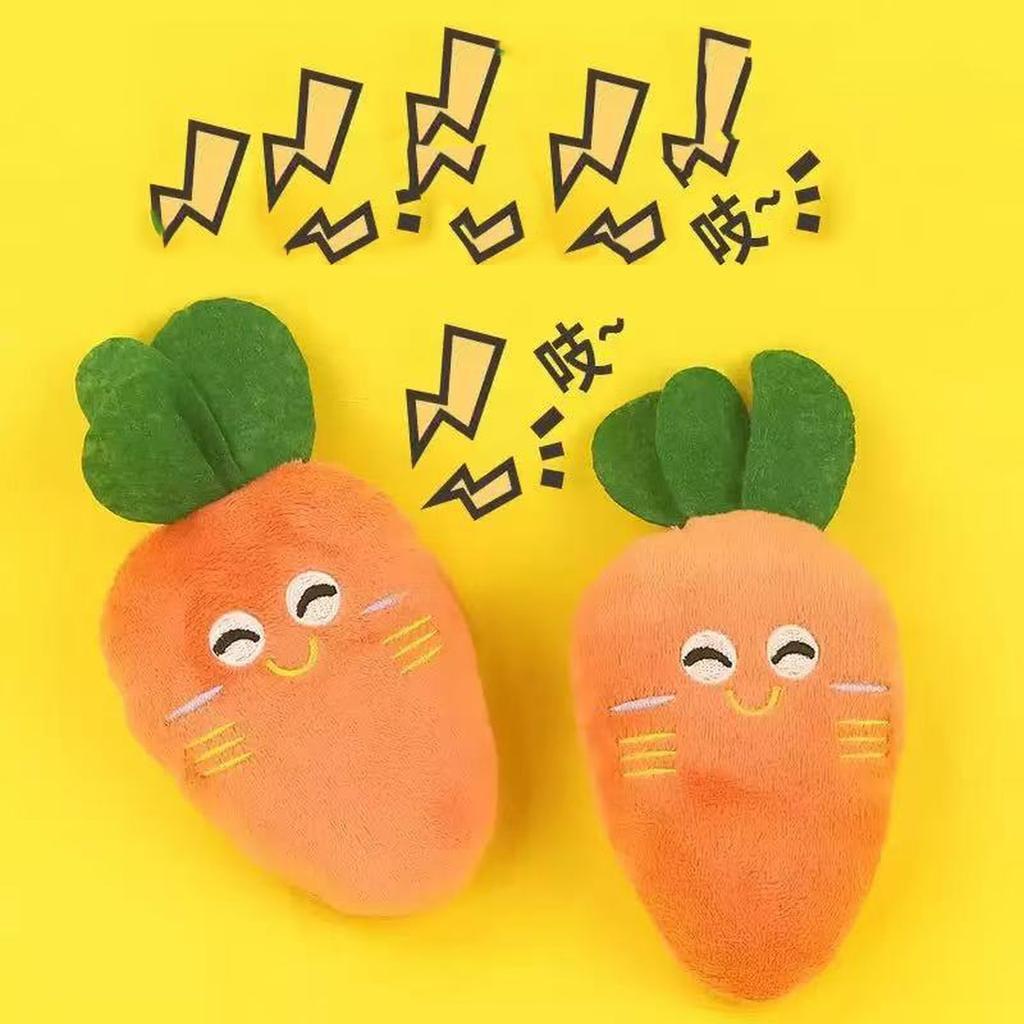 Grönsaksformad Hundtugg- och Leksak Mjuk Morot Husdjursleksak med Knaster & Pip Ljud Rengörande Tandgnissling Lindring för Valp & Vuxna Hundar