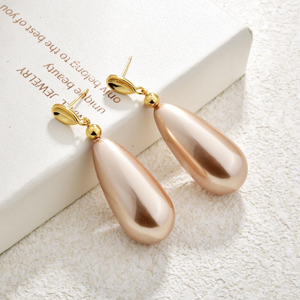 

Французские Винтажные Крупные Серьги-Капли с Жемчугом 2026 года - Элегантные Серьги-Капли с Жемчугом цвета Шампанского для Женщин в Стиле Светской Львицы