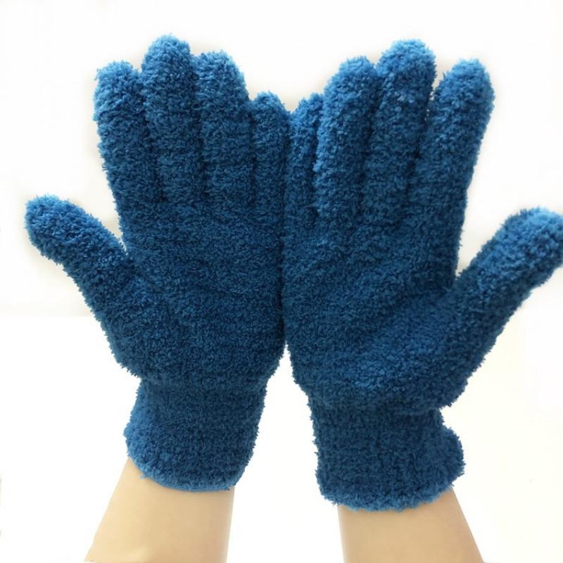 

2 пары пылезащитных перчаток из микрофибры для автомобиля, моющиеся перчатки из кораллового флиса из микрофибры для жалюзи, ламп, мебели и труднодоступных угловых зазоров 21*7cm,2Pcs синий