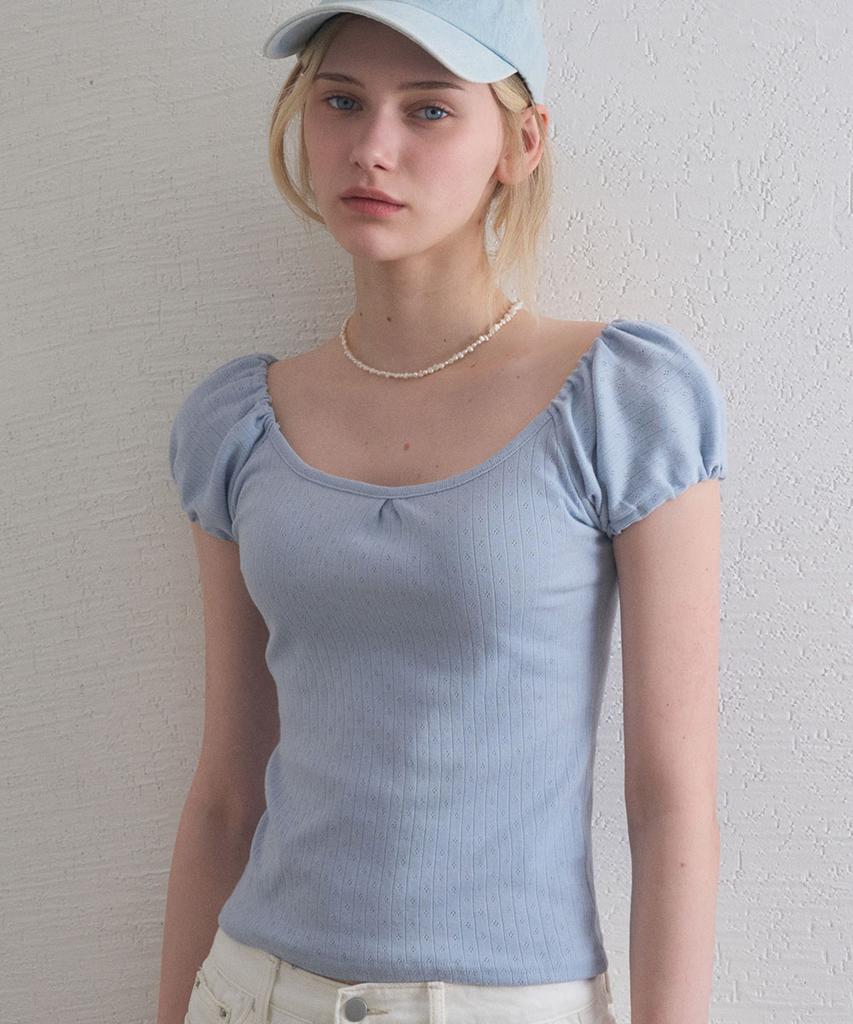 HAINT Sophie 2Way Shirring Top_3Col Ivory,Light Blue,Red