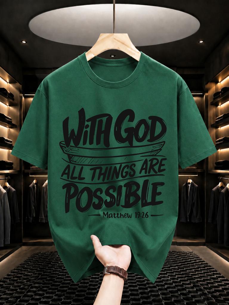 2026 New Cotton Tshirt With Christian Bible Verse Print Casual Crew Neck Short Sleeve Top