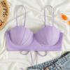 2025 Solid Color Underwire Padded Bikini Top - European & American Style