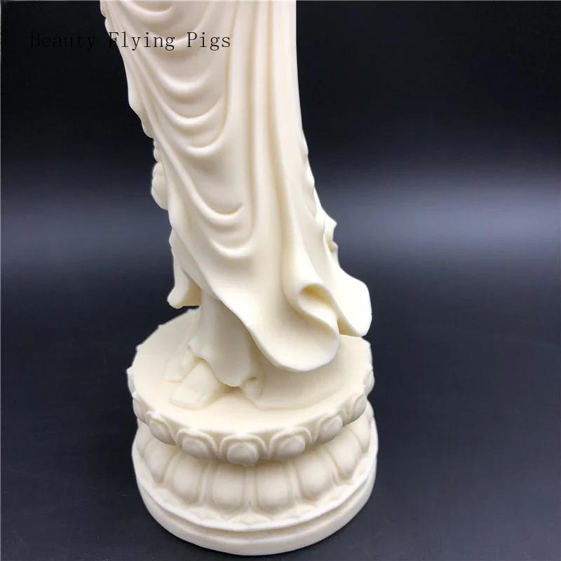 Vintage Nostalgic Ivory Fruit, South China Sea Guanyin Bodhisattva Decoration, Home Office, Lotus Shaped Guanyin Buddha Statue