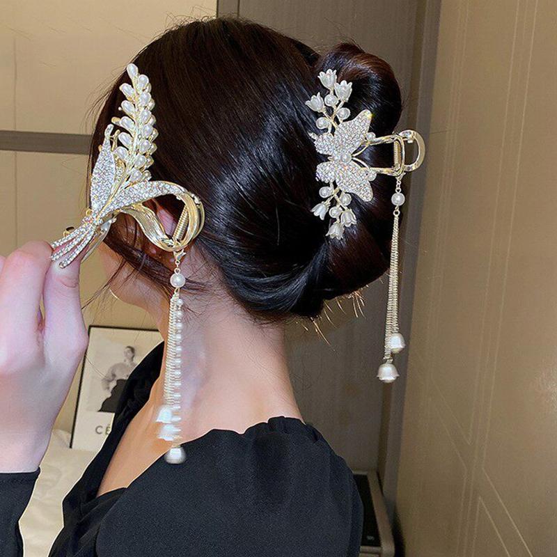 Long Butterfly Beaded Tassel Hair Clip For Women Fairy Temperament Sweet Princess Hairpin Hair Accessories