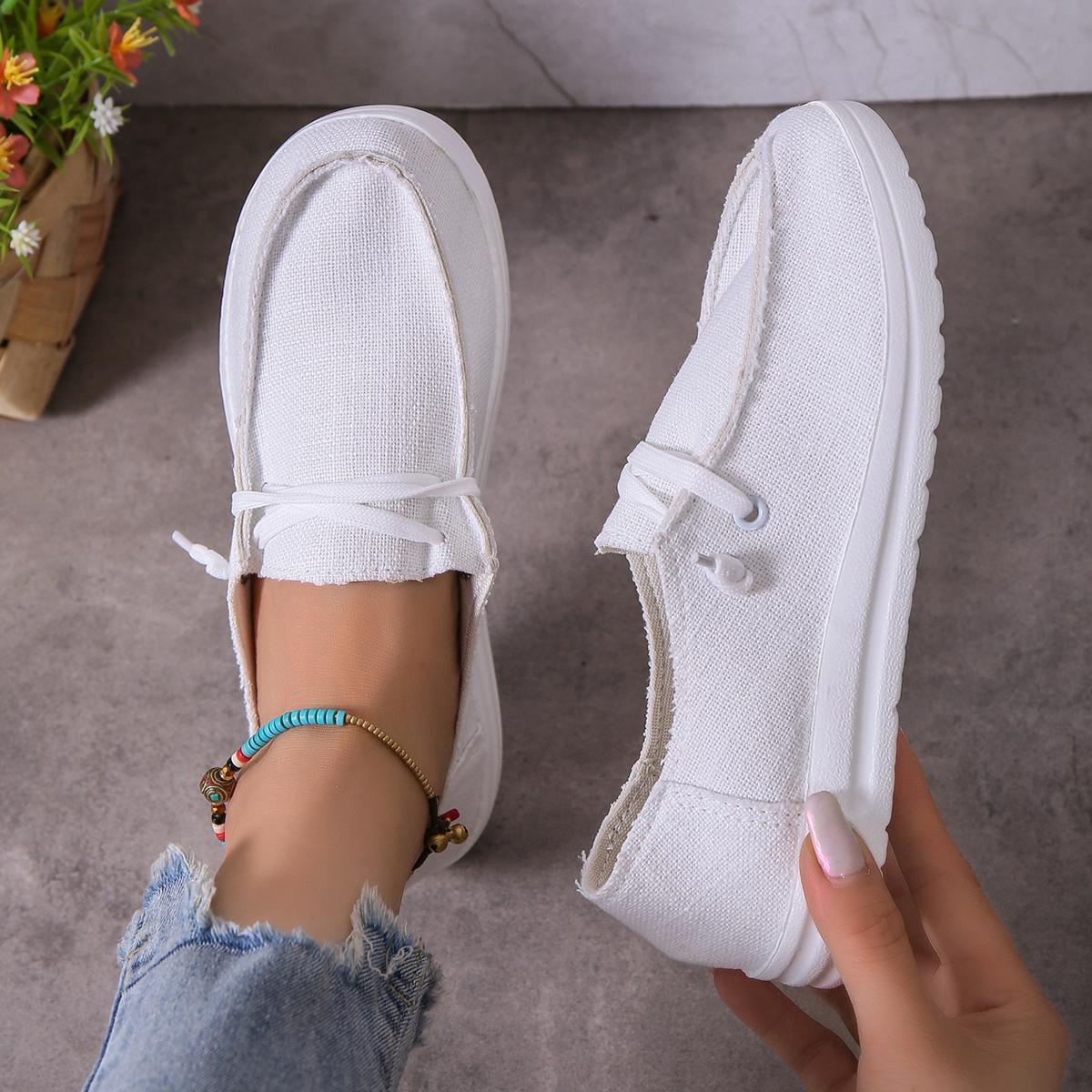 

Women s casual sports shoes, lightweight and non slip flat shoes, lace up outdoor denim shoes 43 білий