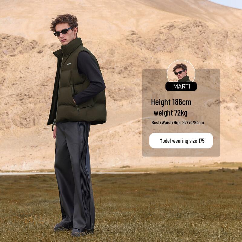 Tanbor Men's Loose Fit Stand Collar Down Vest