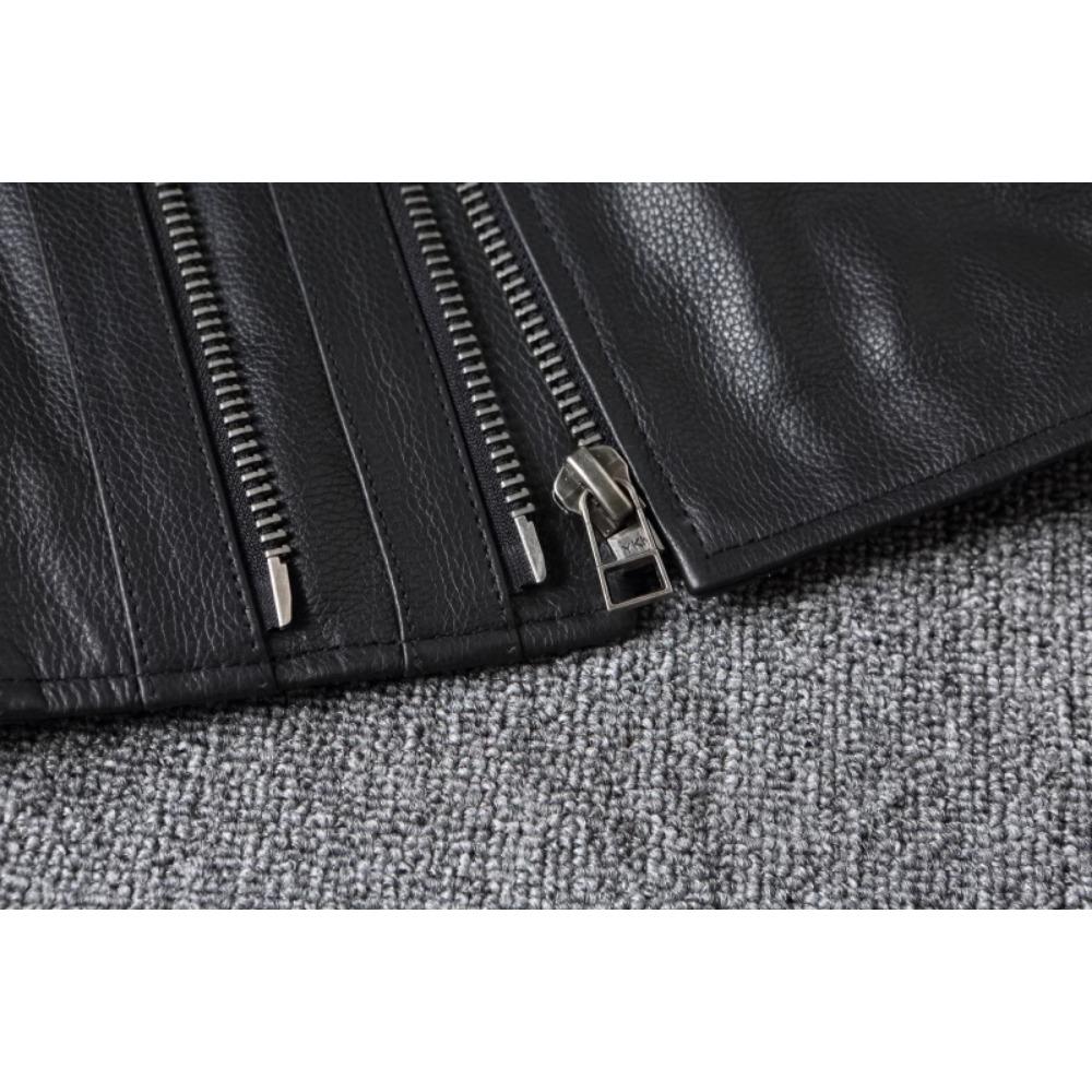 Chinesische Größe Schwarze Rindsleder-echte Lederjacke Herren Motorradjacken Weiche Bomberjacke Reiten Bikerkleidung Herren Lederjacke Herbstmantel