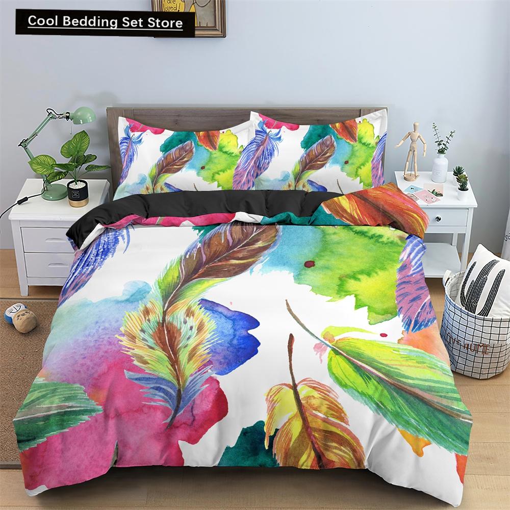 Watercolor Flowers King Queen Duvet Cover Colorful Blooming Floral Bedding Set for Teen Adult Plant 2/3pcs Polyester Quilt Cover