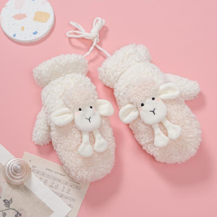 Cartoon Sheep Gloves Cute Lined Plush Animal Mittens Stage Performance Gloves