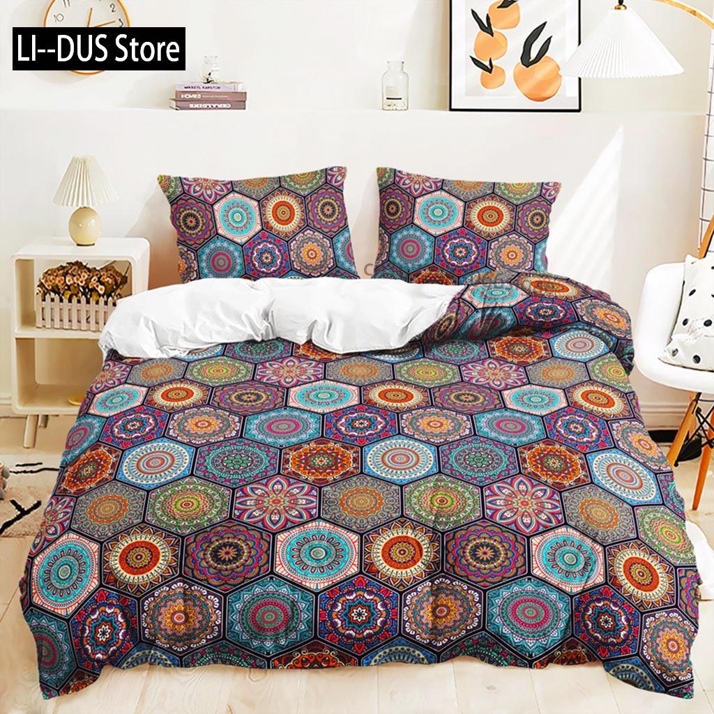 

Comforter Bohemian Bedding Set Boho Flowers Exotic Nationality S Queen King For Woman Couple Bedroom Decorations Comforter (quilt)-EU Single(135*200cm)3pcs