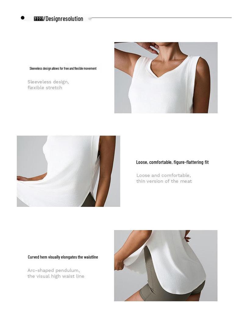 Volná dámská vesta bez rukávů na jógu a běh: Evropský a americký styl