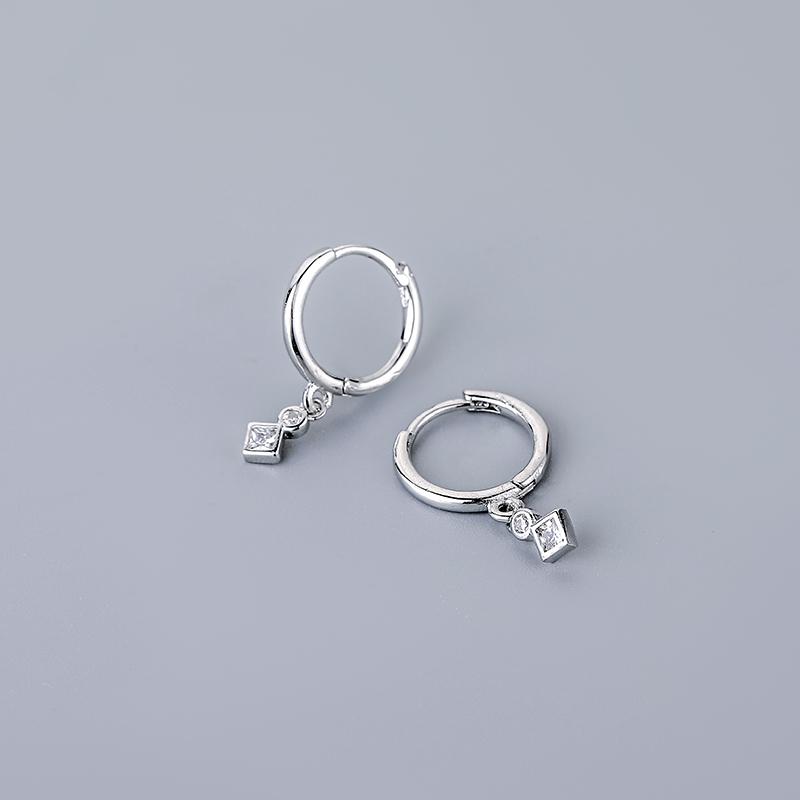 ANENJERY Mode cubique Zircon croix étoile lune pendentif boucles d'oreilles pour femmes or argent couleur boucle d'oreille bijoux Pendientes