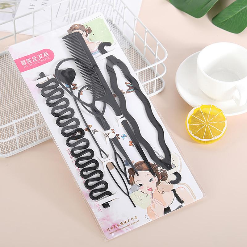 6Pcs/Set Hairstyle Braiding Tools Pull-Through Hair Needle Hair Disk Hair Comb