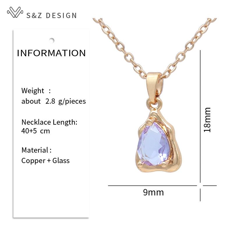 Collier Pendentif Goutte d'Eau Irrégulier Violet Clair Tendance Pour Femmes Fête Quotidien Bijoux Couleur Or Champagne