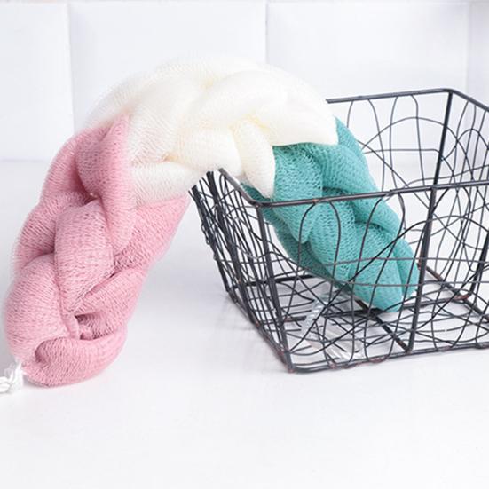 Bath Exfoliate Puff Super Soft Rich Foam Quick Drying Reusable Lanyard Design Non-fading Stretchable Exfoliating Bath Loofah Sponge Mesh Bathroom