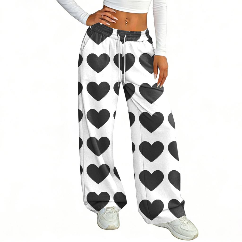 Women's Casual And Fashionable  Elastic Waist Loose Wide Leg Pants