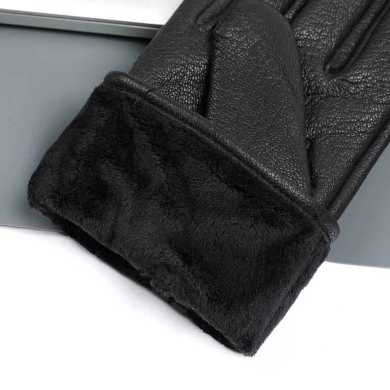 Men's Windproof Sheepskin Gloves: Winter Velvet Lined, Cold-Proof, Non-Slip Retro Motorcycle & Outdoor Riding.