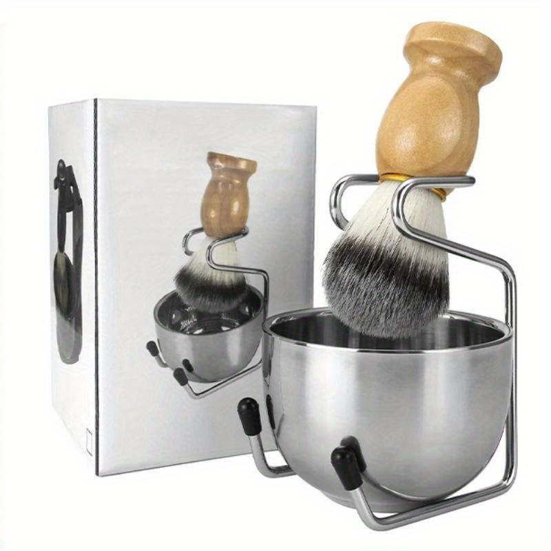 Herren Rasierpinsel und Schale Set 3-in-1 Rasierpinsel-Set Griff mit Rasierschale & Pinselständer