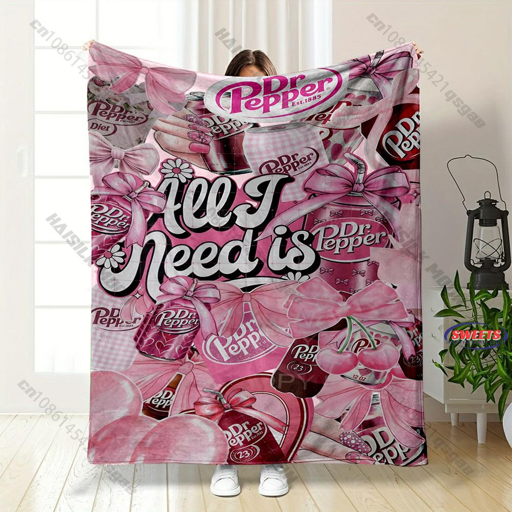 1PC Dr. P-Pepper Blanket 3D Flannel Plush Decorative Bed Blanket - Super Soft, Lightweight, Warm Cozy for Couch Sofa, Home Decor