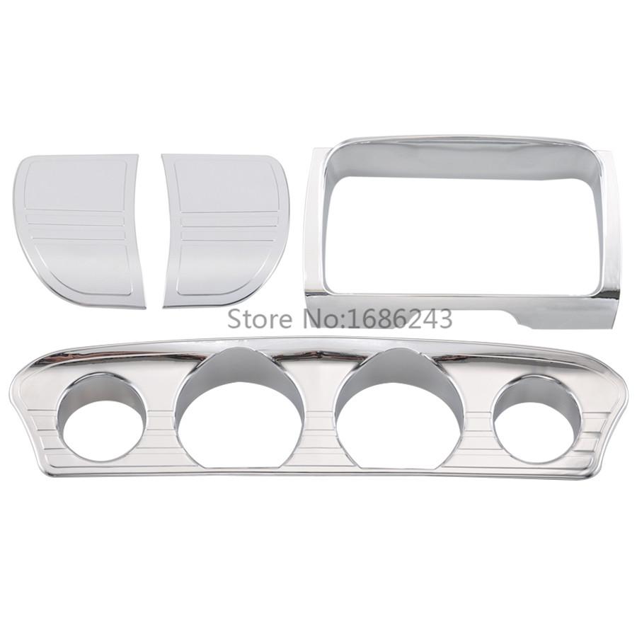 Motorcycle Accessories Inner Fairing Tri-Line Gauge Stereo Switch Cover Accent Trim Chrome For Harley Electra Glide Street Glide