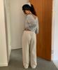 INJIACTIVE Ribbed Sweatpants Oatmeal