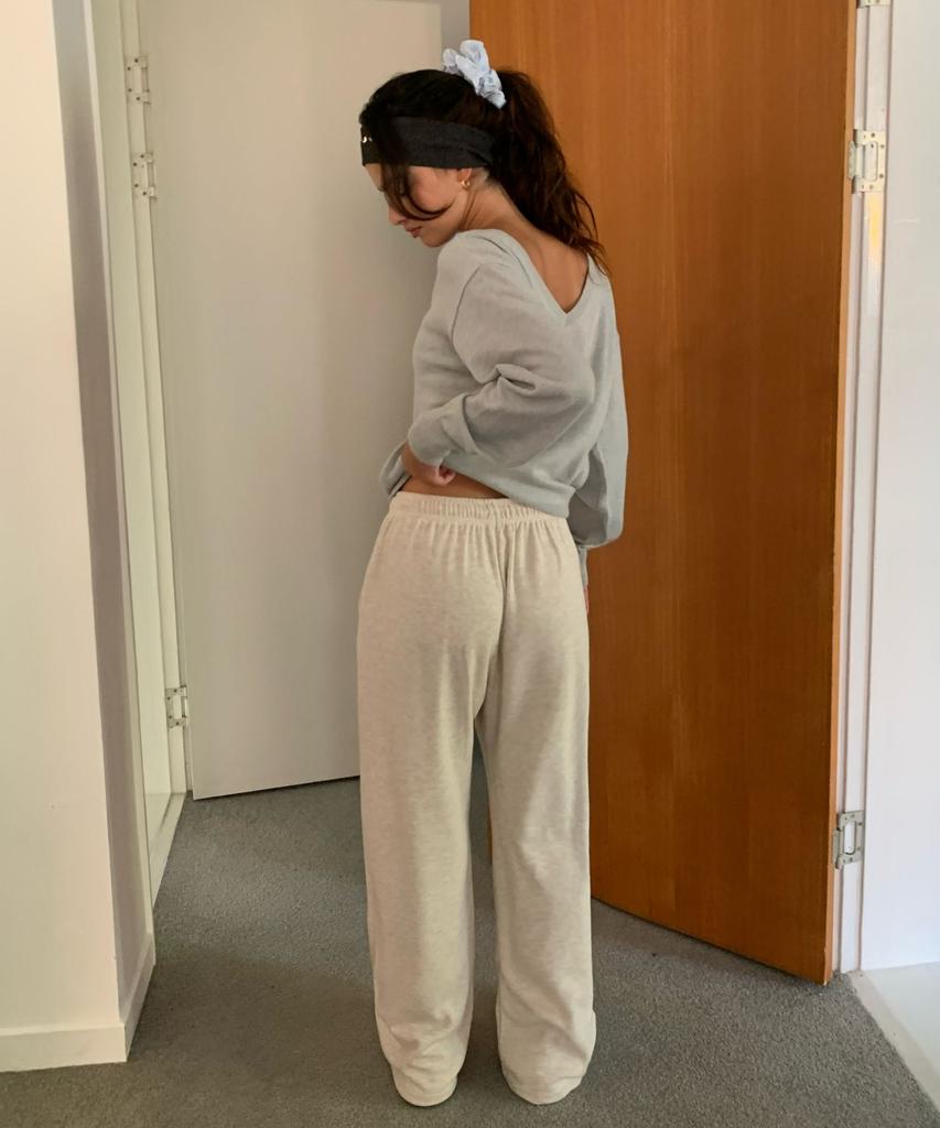 INJIACTIVE Ribbed Sweatpants Oatmeal