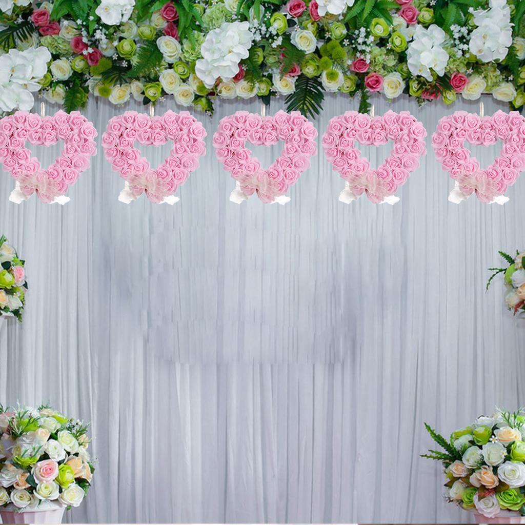 Heart Shaped Wreath Vivid Romantic Artificial Heart Shaped Rose Wreath for Wedding Outdoor Decoration