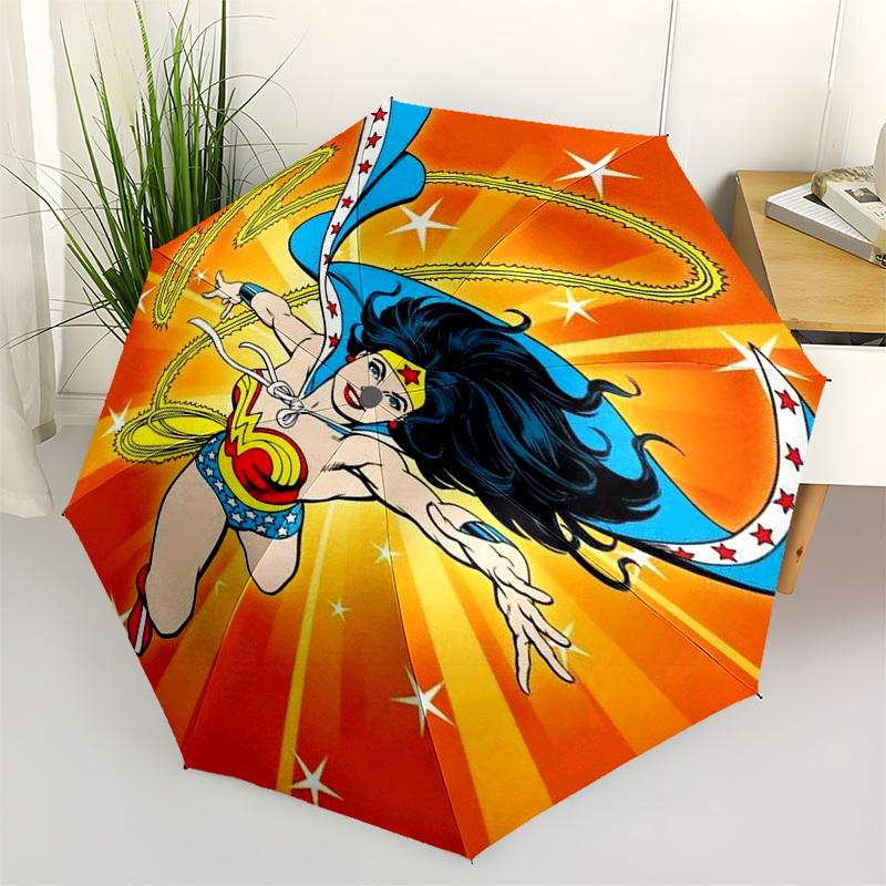 

1pc Wonder Woman Flying Circle Sticker Umbrella with Plastic Handle,Cartoon Pattern,Suitable for All Seasons Multi-functional Umbrella389